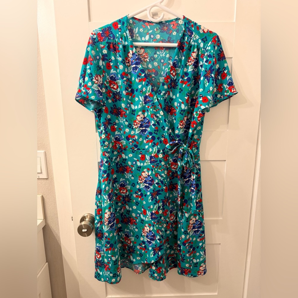 J. Crew Teal Floral Mini Dress
